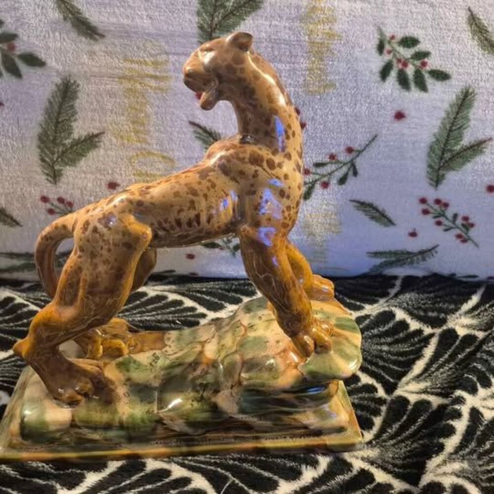 1950s Royal Haeger Mid-Century Ceramic Leopards Jaguar Cats Bookends- a Pair - Picture 4 of 10